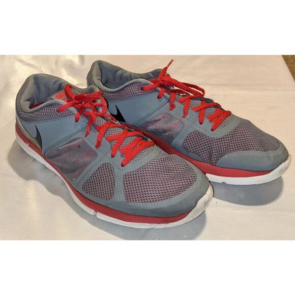 Nike Mens Flex 2014 Gray Red Lace Up Running Shoes Size 14 Sneakers 642791-003 - Picture 1 of 10